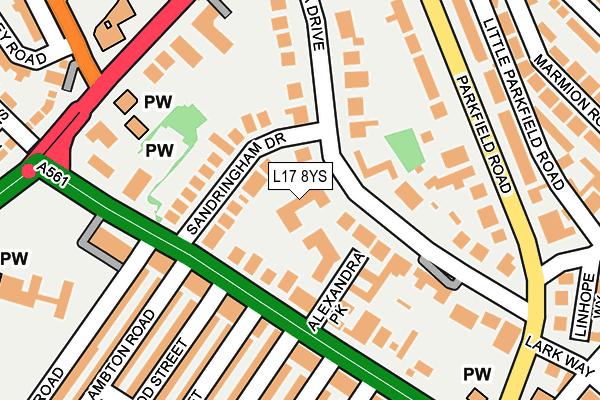 L17 8YS map - OS OpenMap – Local (Ordnance Survey) L17 8YS map - OS OpenMap – Local (Ordnance Survey)