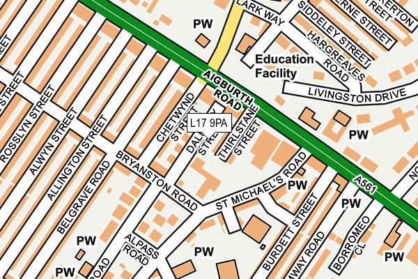 L17 9PA map - OS OpenMap – Local (Ordnance Survey)