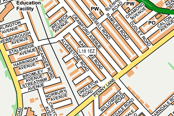 L18 1EZ map - OS OpenMap – Local (Ordnance Survey) L18 1EZ map - OS OpenMap – Local (Ordnance Survey)