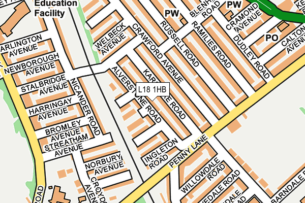 L18 1HB map - OS OpenMap – Local (Ordnance Survey) L18 1HB map - OS OpenMap – Local (Ordnance Survey)
