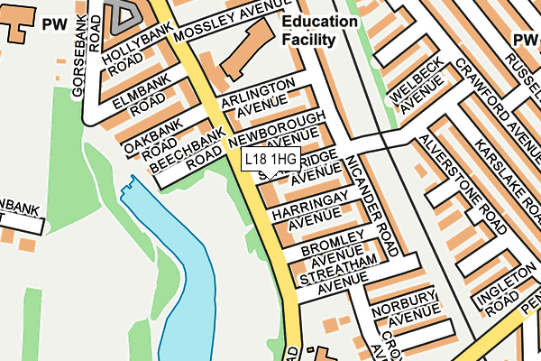 L18 1HG map - OS OpenMap – Local (Ordnance Survey) L18 1HG map - OS OpenMap – Local (Ordnance Survey)