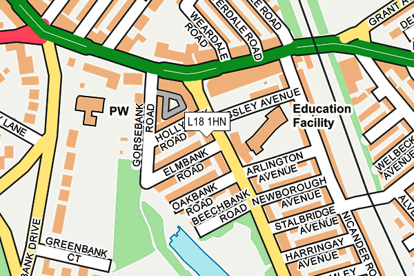 L18 1HN map - OS OpenMap – Local (Ordnance Survey) L18 1HN map - OS OpenMap – Local (Ordnance Survey)