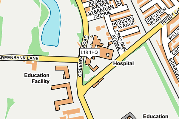 L18 1HQ map - OS OpenMap – Local (Ordnance Survey) L18 1HQ map - OS OpenMap – Local (Ordnance Survey)