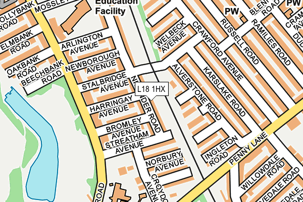 L18 1HX map - OS OpenMap – Local (Ordnance Survey) L18 1HX map - OS OpenMap – Local (Ordnance Survey)