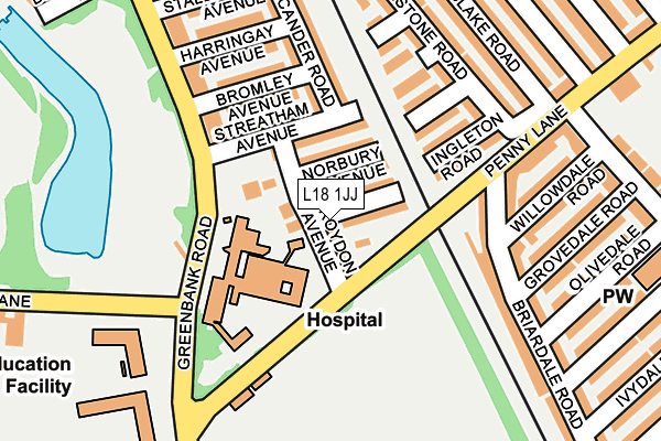 L18 1JJ map - OS OpenMap – Local (Ordnance Survey)