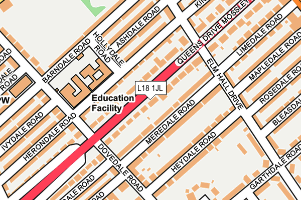 L18 1JL map - OS OpenMap – Local (Ordnance Survey) L18 1JL map - OS OpenMap – Local (Ordnance Survey)