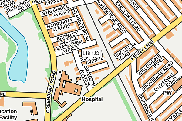 L18 1JQ map - OS OpenMap – Local (Ordnance Survey)