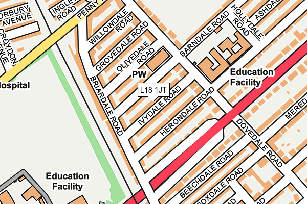 L18 1JT map - OS OpenMap – Local (Ordnance Survey) L18 1JT map - OS OpenMap – Local (Ordnance Survey)