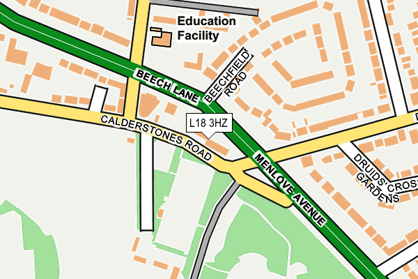 L18 3HZ map - OS OpenMap – Local (Ordnance Survey) L18 3HZ map - OS OpenMap – Local (Ordnance Survey)