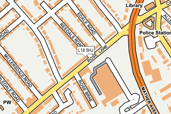 L18 5HJ map - OS OpenMap – Local (Ordnance Survey) L18 5HJ map - OS OpenMap – Local (Ordnance Survey)