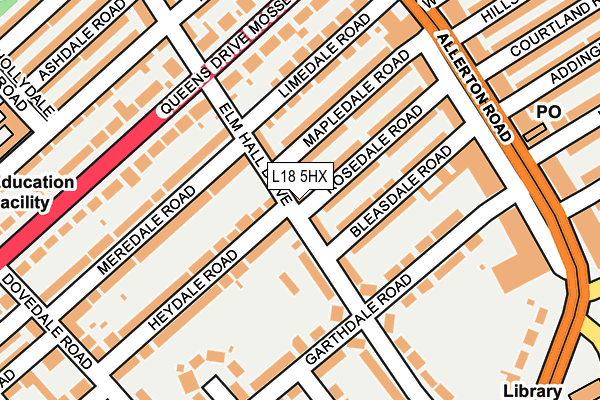 L18 5HX map - OS OpenMap – Local (Ordnance Survey) L18 5HX map - OS OpenMap – Local (Ordnance Survey)