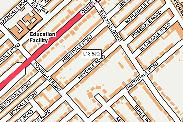 L18 5JQ map - OS OpenMap – Local (Ordnance Survey) L18 5JQ map - OS OpenMap – Local (Ordnance Survey)