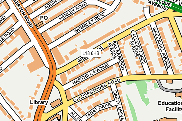 L18 6HB map - OS OpenMap – Local (Ordnance Survey) L18 6HB map - OS OpenMap – Local (Ordnance Survey)
