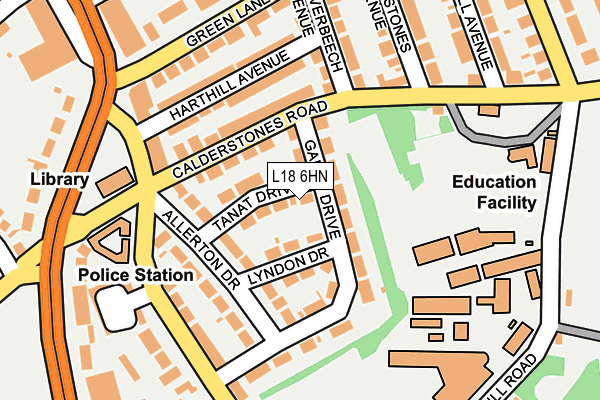 L18 6HN map - OS OpenMap – Local (Ordnance Survey) L18 6HN map - OS OpenMap – Local (Ordnance Survey)