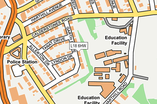 L18 6HW map - OS OpenMap – Local (Ordnance Survey) L18 6HW map - OS OpenMap – Local (Ordnance Survey)