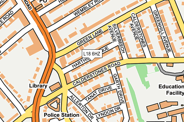L18 6HZ map - OS OpenMap – Local (Ordnance Survey) L18 6HZ map - OS OpenMap – Local (Ordnance Survey)