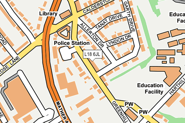 L18 6JL map - OS OpenMap – Local (Ordnance Survey) L18 6JL map - OS OpenMap – Local (Ordnance Survey)