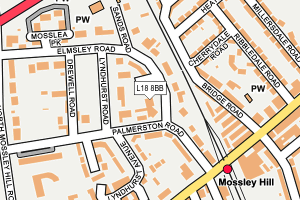 L18 8BB map - OS OpenMap – Local (Ordnance Survey) L18 8BB map - OS OpenMap – Local (Ordnance Survey)