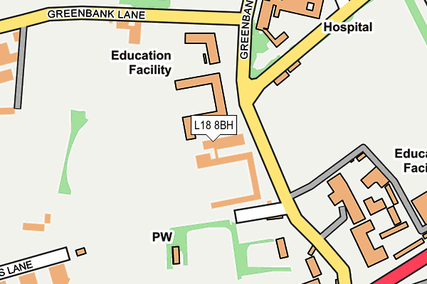 L18 8BH map - OS OpenMap – Local (Ordnance Survey) L18 8BH map - OS OpenMap – Local (Ordnance Survey)