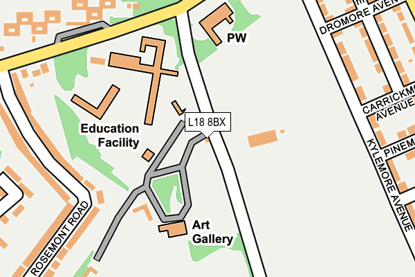 L18 8BX map - OS OpenMap – Local (Ordnance Survey) L18 8BX map - OS OpenMap – Local (Ordnance Survey)