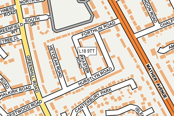 L18 9TT map - OS OpenMap – Local (Ordnance Survey) L18 9TT map - OS OpenMap – Local (Ordnance Survey)