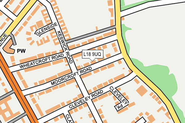 L18 9UQ map - OS OpenMap – Local (Ordnance Survey) L18 9UQ map - OS OpenMap – Local (Ordnance Survey)