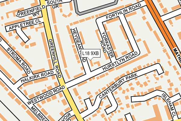 L18 9XB map - OS OpenMap – Local (Ordnance Survey) L18 9XB map - OS OpenMap – Local (Ordnance Survey)