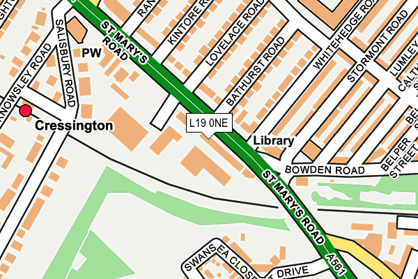 L19 0NE map - OS OpenMap – Local (Ordnance Survey) L19 0NE map - OS OpenMap – Local (Ordnance Survey)