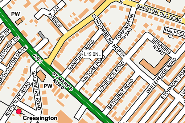 L19 0NL map - OS OpenMap – Local (Ordnance Survey) L19 0NL map - OS OpenMap – Local (Ordnance Survey)