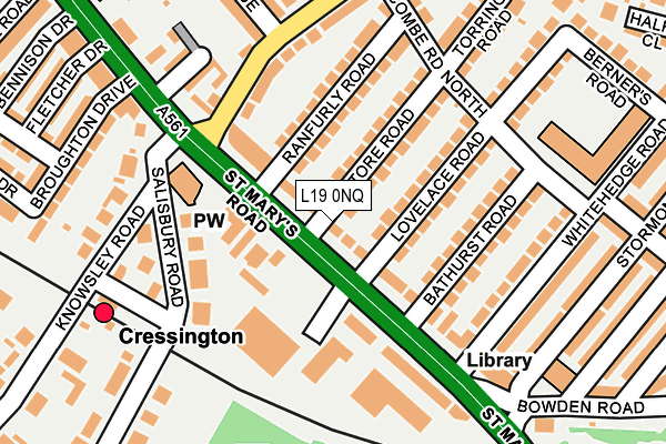 L19 0NQ map - OS OpenMap – Local (Ordnance Survey) L19 0NQ map - OS OpenMap – Local (Ordnance Survey)