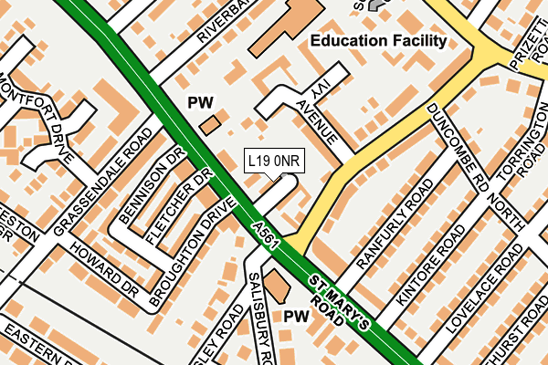 L19 0NR map - OS OpenMap – Local (Ordnance Survey) L19 0NR map - OS OpenMap – Local (Ordnance Survey)
