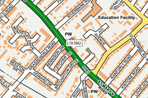 L19 0NU map - OS OpenMap – Local (Ordnance Survey) L19 0NU map - OS OpenMap – Local (Ordnance Survey)