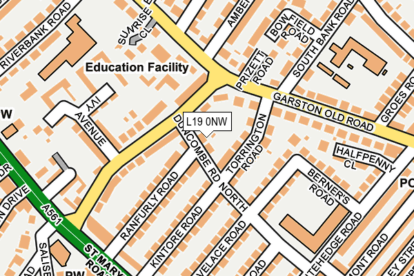 L19 0NW map - OS OpenMap – Local (Ordnance Survey) L19 0NW map - OS OpenMap – Local (Ordnance Survey)