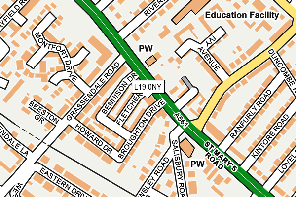 L19 0NY map - OS OpenMap – Local (Ordnance Survey) L19 0NY map - OS OpenMap – Local (Ordnance Survey)
