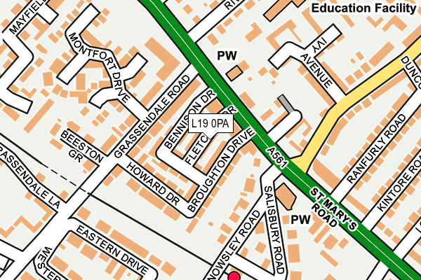 L19 0PA map - OS OpenMap – Local (Ordnance Survey) L19 0PA map - OS OpenMap – Local (Ordnance Survey)