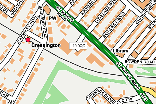 L19 0QD map - OS OpenMap – Local (Ordnance Survey) L19 0QD map - OS OpenMap – Local (Ordnance Survey)