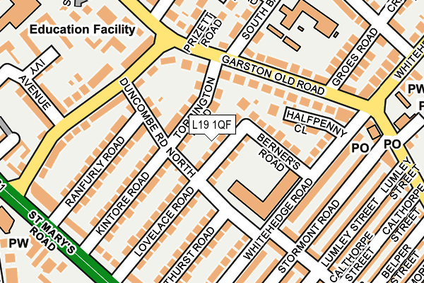 L19 1QF map - OS OpenMap – Local (Ordnance Survey) L19 1QF map - OS OpenMap – Local (Ordnance Survey)