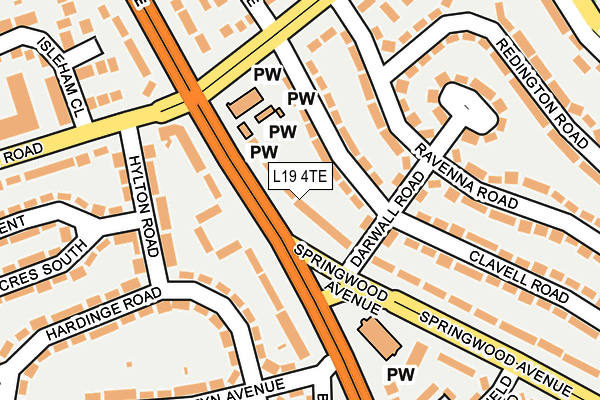 L19 4TE map - OS OpenMap – Local (Ordnance Survey) L19 4TE map - OS OpenMap – Local (Ordnance Survey)