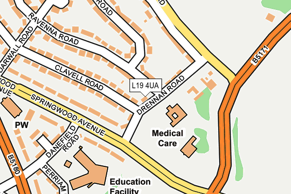 L19 4UA map - OS OpenMap – Local (Ordnance Survey) L19 4UA map - OS OpenMap – Local (Ordnance Survey)