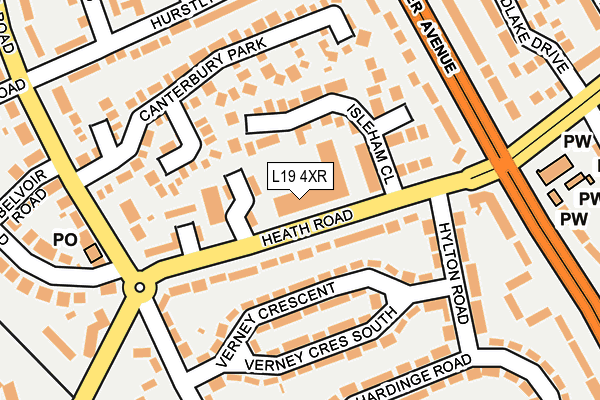 L19 4XR map - OS OpenMap – Local (Ordnance Survey) L19 4XR map - OS OpenMap – Local (Ordnance Survey)