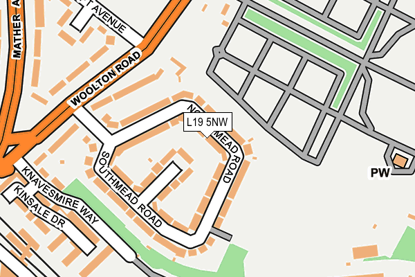 L19 5NW map - OS OpenMap – Local (Ordnance Survey) L19 5NW map - OS OpenMap – Local (Ordnance Survey)
