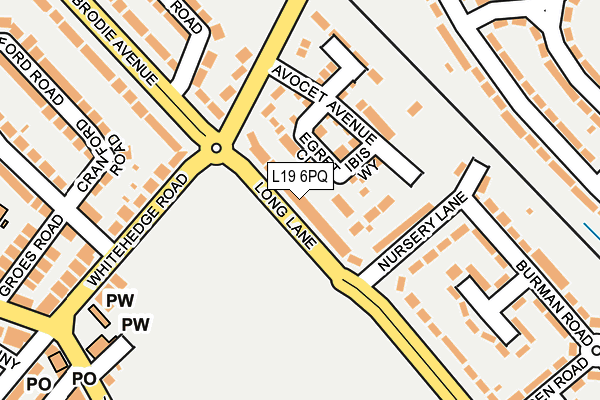 L19 6PQ map - OS OpenMap – Local (Ordnance Survey) L19 6PQ map - OS OpenMap – Local (Ordnance Survey)