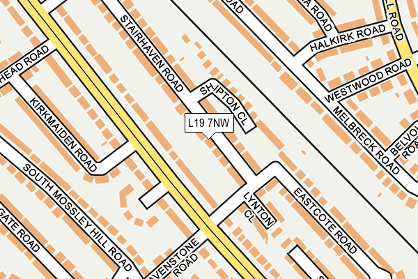 L19 7NW map - OS OpenMap – Local (Ordnance Survey)