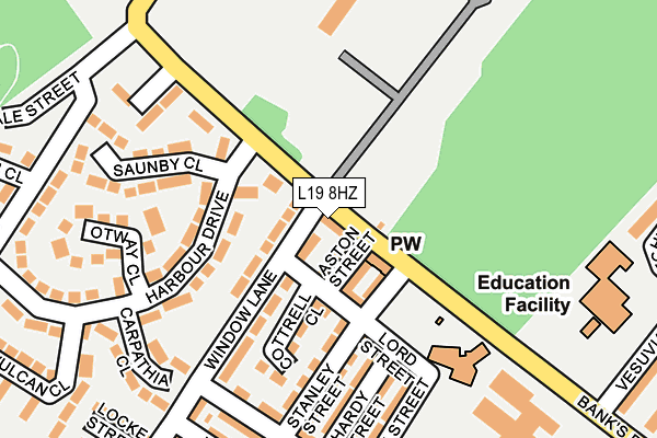 L19 8HZ map - OS OpenMap – Local (Ordnance Survey) L19 8HZ map - OS OpenMap – Local (Ordnance Survey)