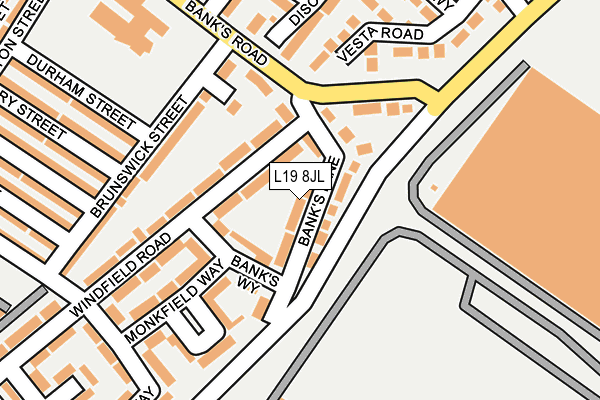 L19 8JL map - OS OpenMap – Local (Ordnance Survey) L19 8JL map - OS OpenMap – Local (Ordnance Survey)