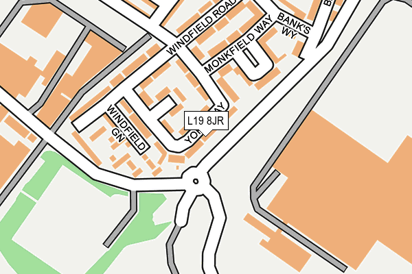L19 8JR map - OS OpenMap – Local (Ordnance Survey) L19 8JR map - OS OpenMap – Local (Ordnance Survey)