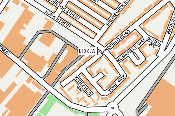 L19 8JW map - OS OpenMap – Local (Ordnance Survey) L19 8JW map - OS OpenMap – Local (Ordnance Survey)