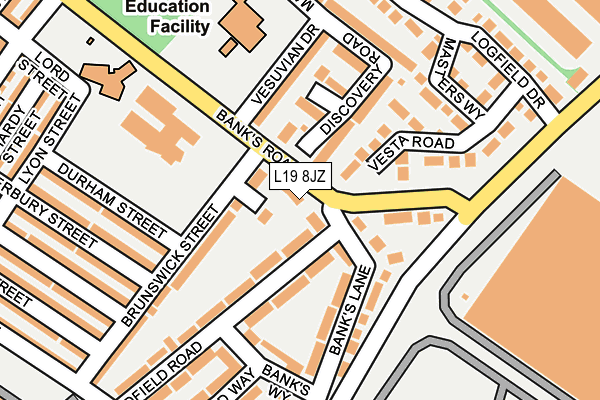 L19 8JZ map - OS OpenMap – Local (Ordnance Survey) L19 8JZ map - OS OpenMap – Local (Ordnance Survey)