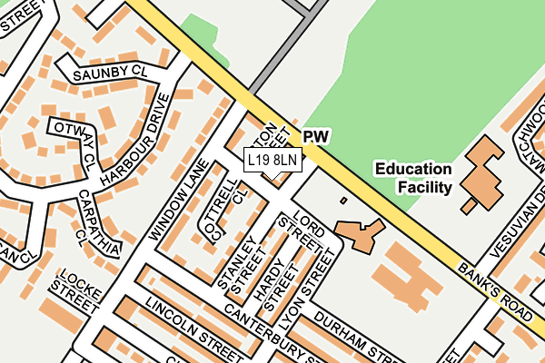 L19 8LN map - OS OpenMap – Local (Ordnance Survey)
