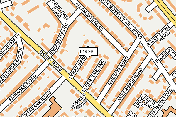 L19 9BL map - OS OpenMap – Local (Ordnance Survey) L19 9BL map - OS OpenMap – Local (Ordnance Survey)
